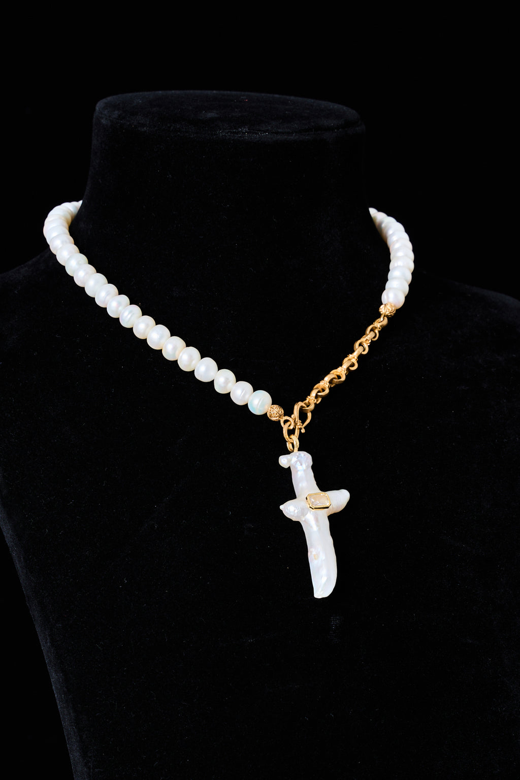 Pearl Cross Pendant Necklace