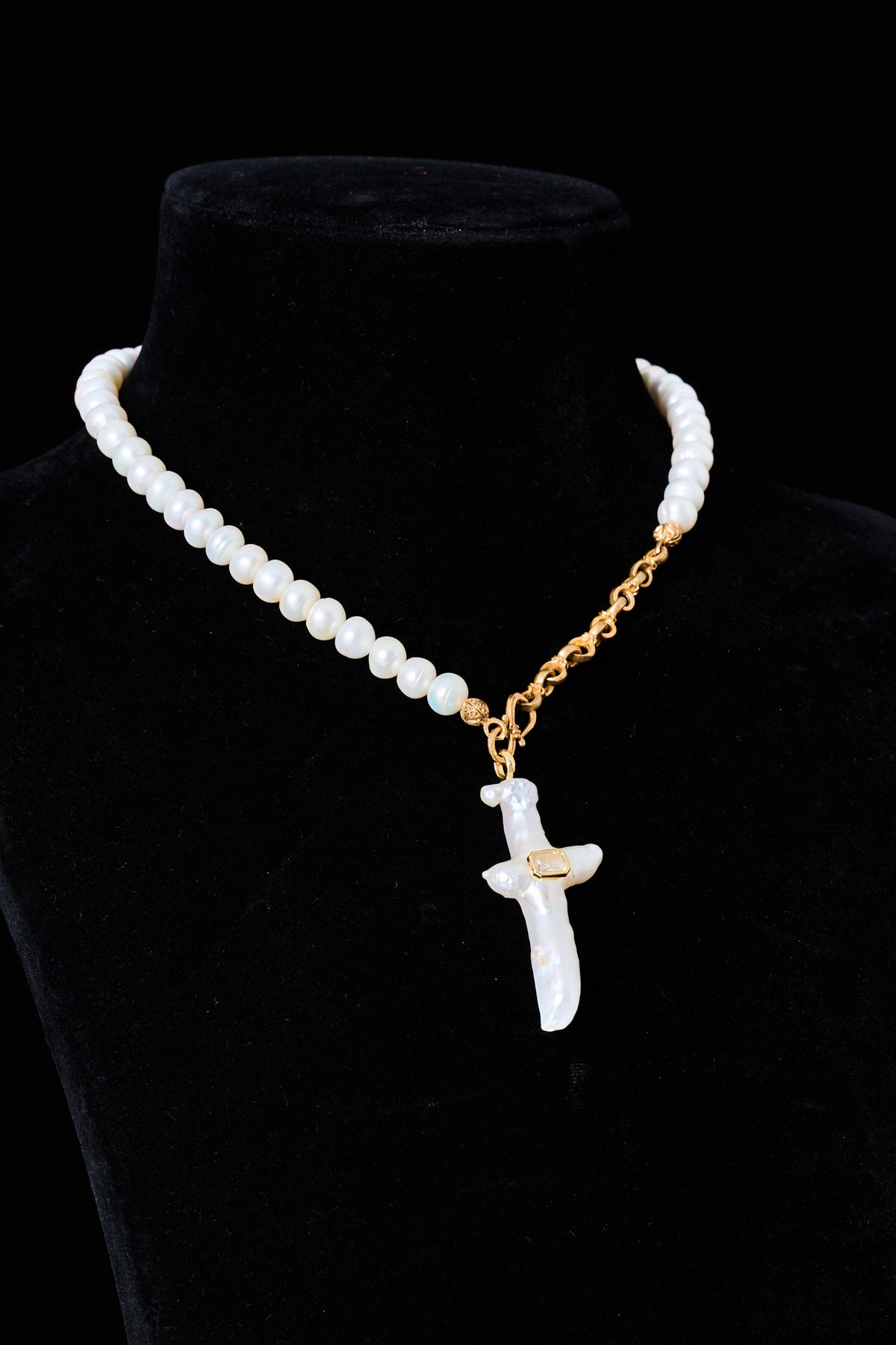 Pearl Cross Pendant Necklace