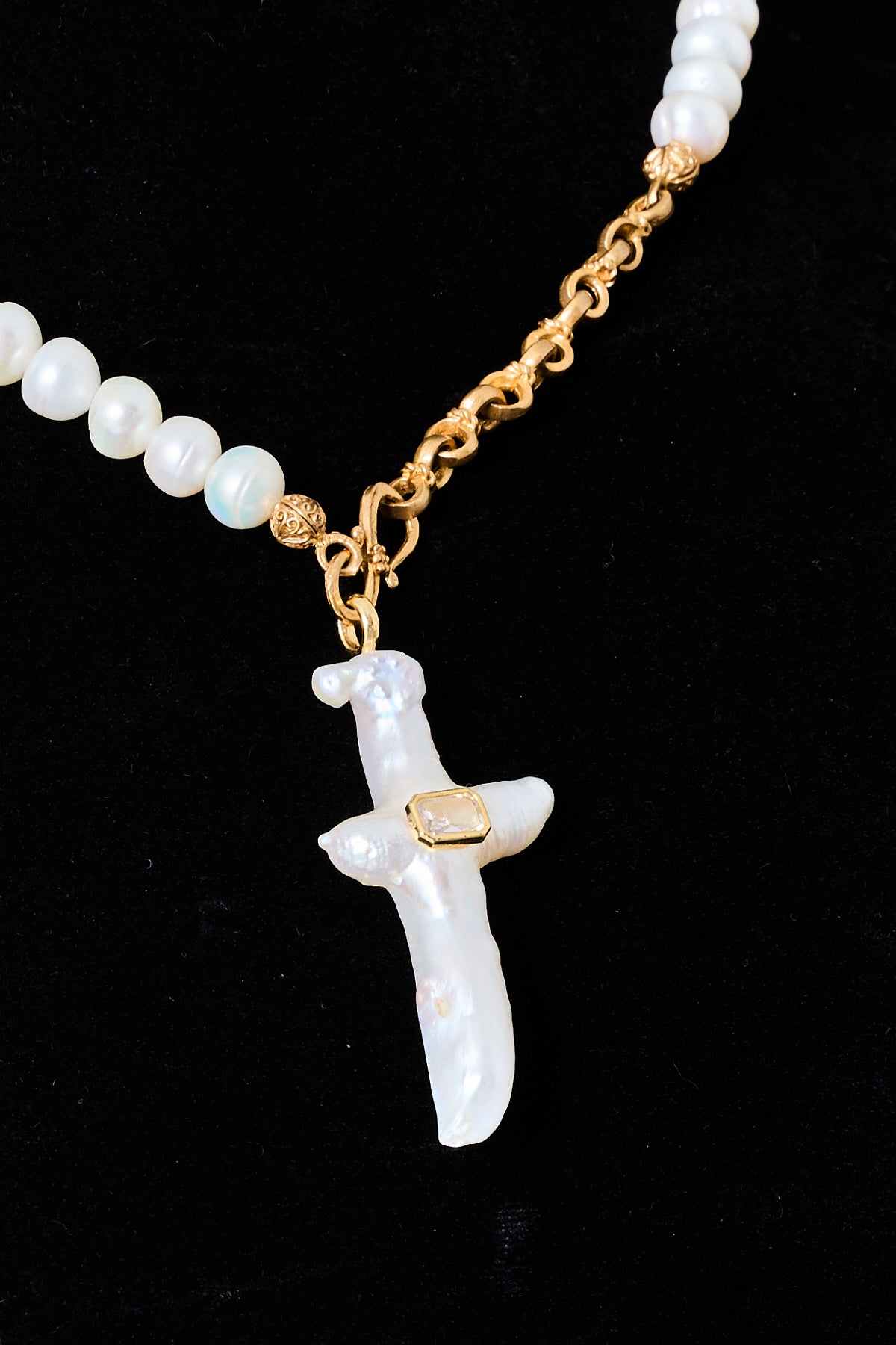 Pearl Cross Pendant Necklace