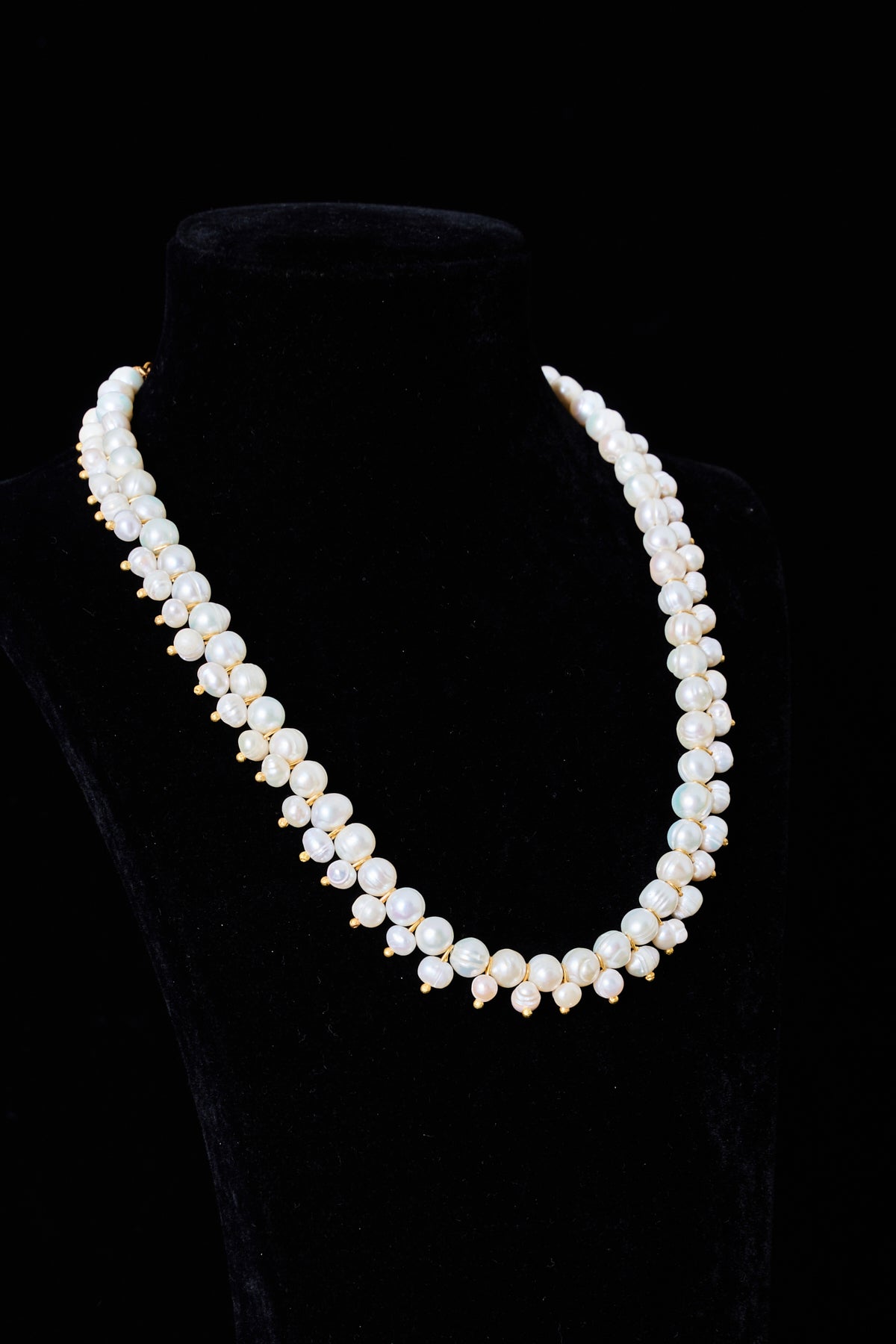 Spiked Pearl Cluster Necklace