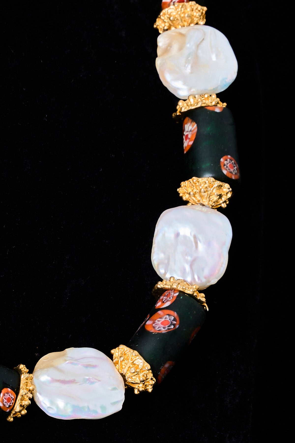 Baroque Pearl & Dark Green Jawa Bead Necklace