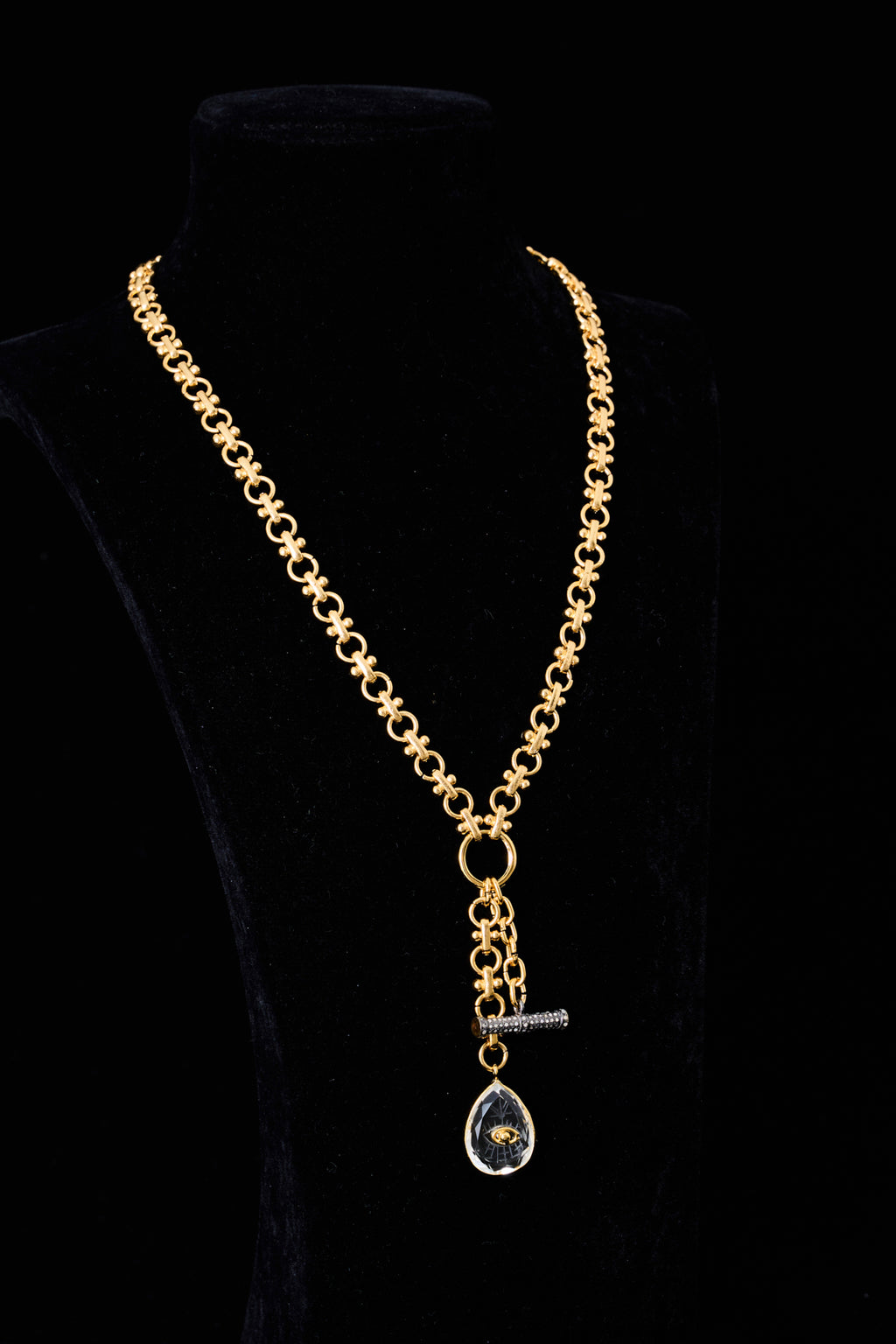 Clear Quartz & Diamond Pendant Necklace