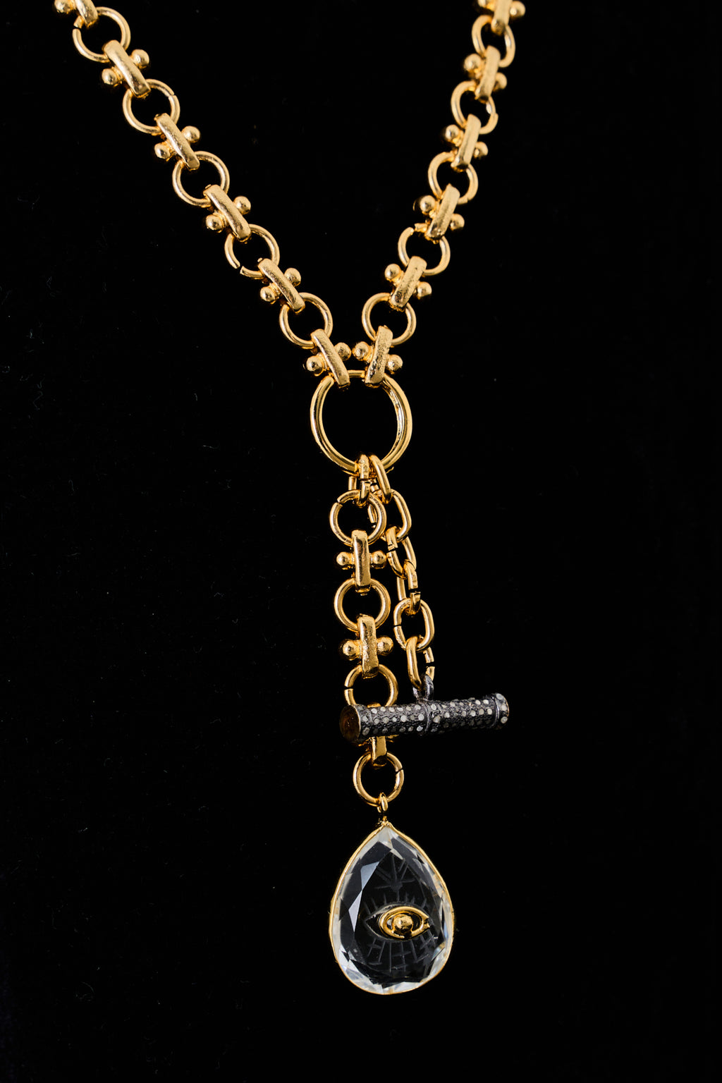 Clear Quartz & Diamond Pendant Necklace