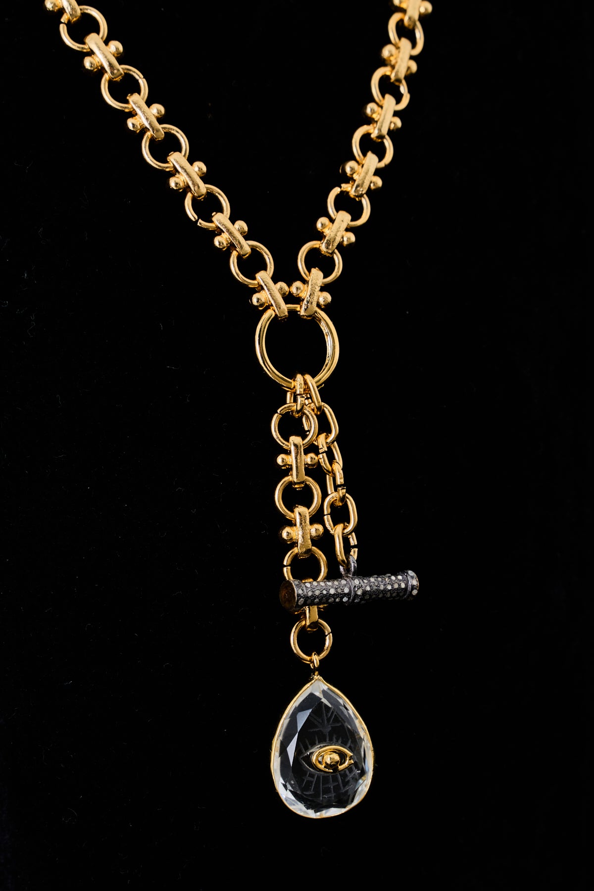 Clear Quartz & Diamond Pendant Necklace