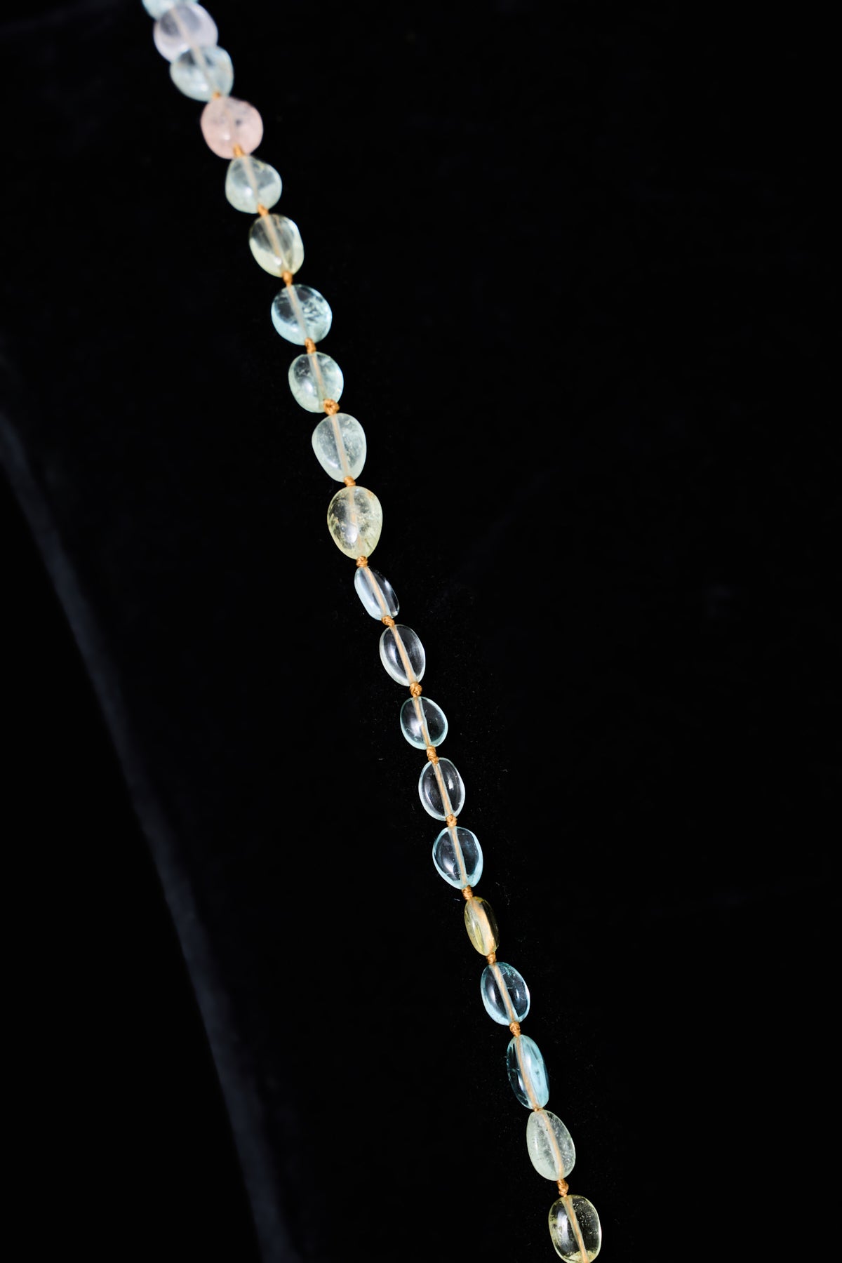 Aquamarine Bead Necklace with Rose-Cut Diamond closure