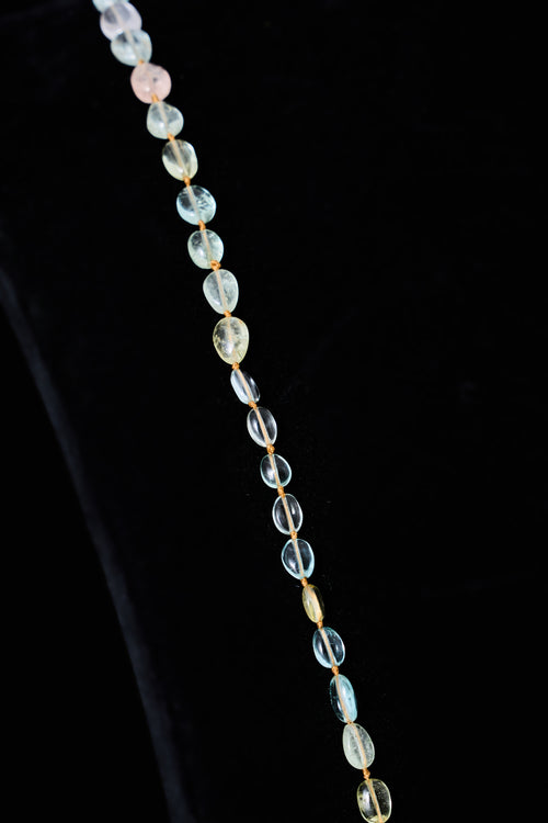 Aquamarine Bead Necklace with Rose-Cut Diamond closure