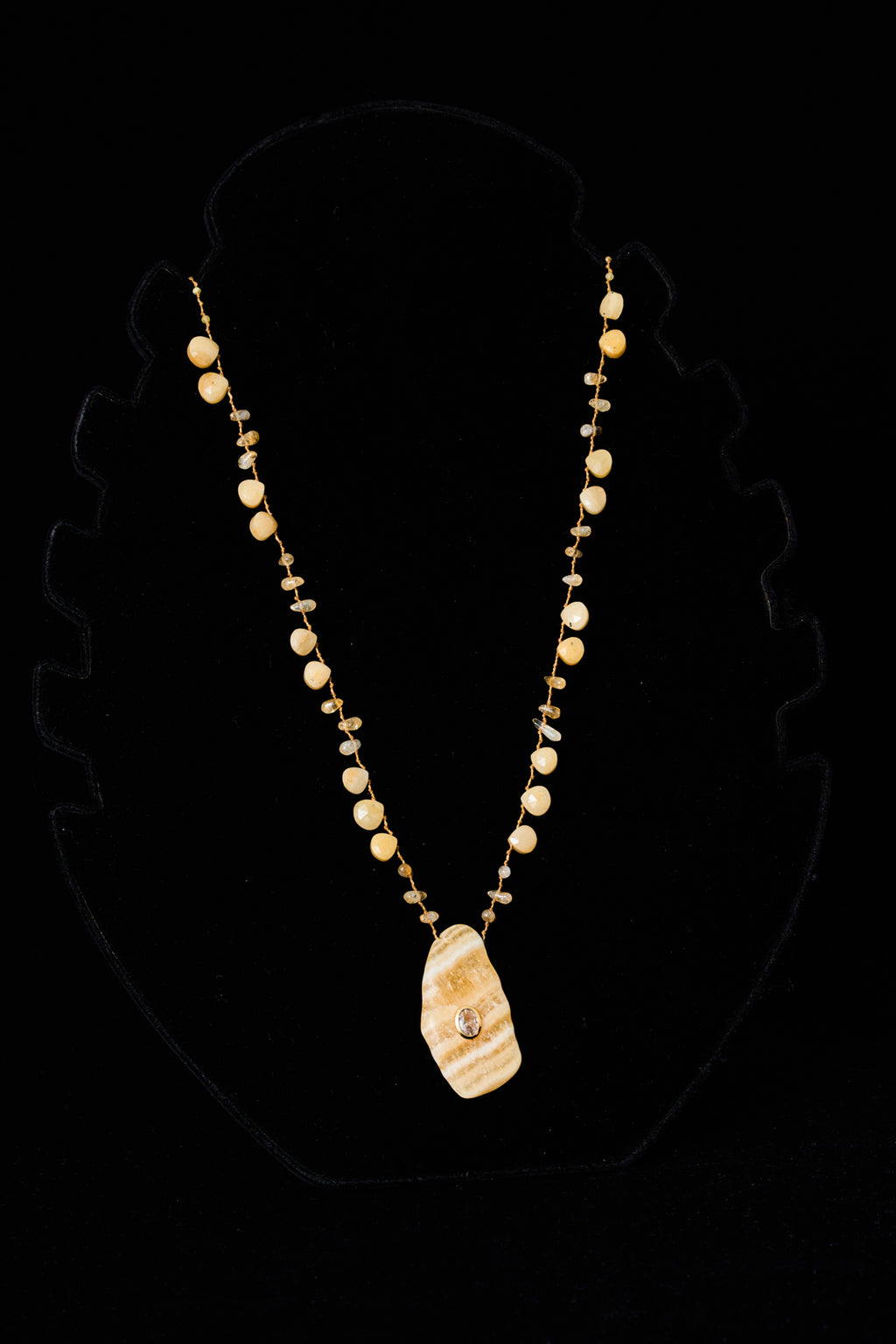 Yellow Sapphire Teardrop Knot Necklace with Pendant
