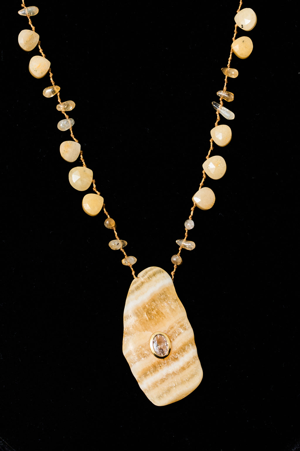 Yellow Sapphire Teardrop Knot Necklace with Pendant