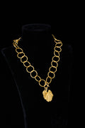 Large Link Necklace with Leaf Motif