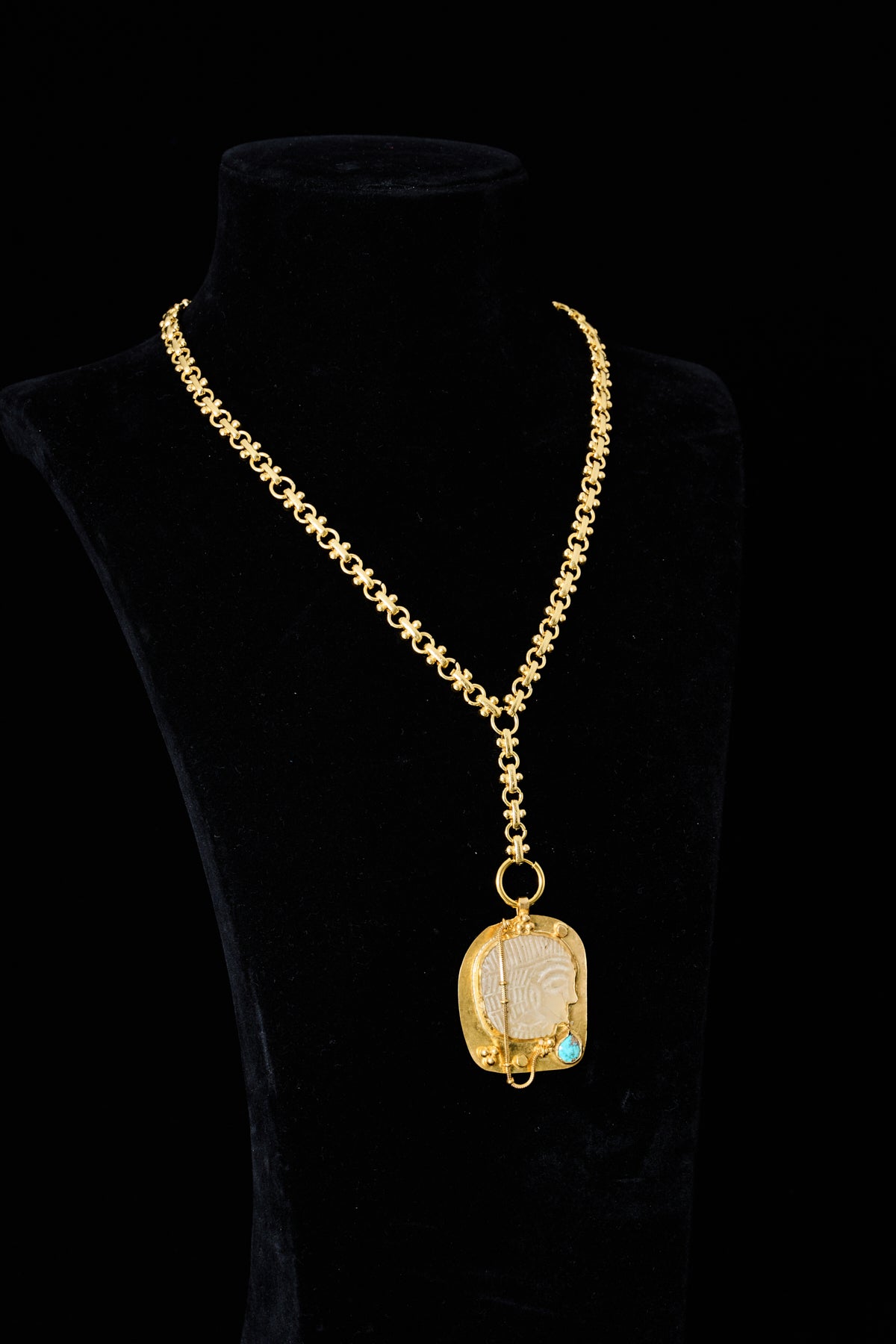Roman Face Charm Necklace Ivory