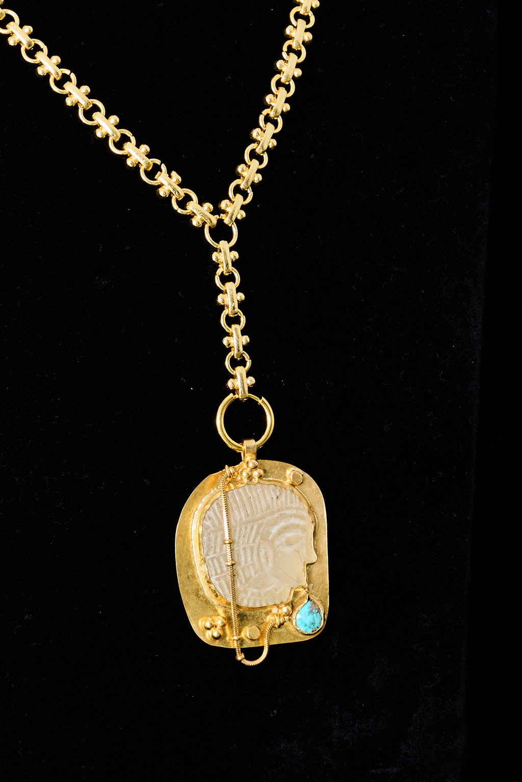 Roman Face Charm Necklace Ivory