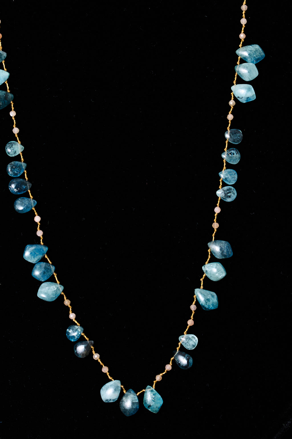 Aquamarine Teardrop Knot Necklace