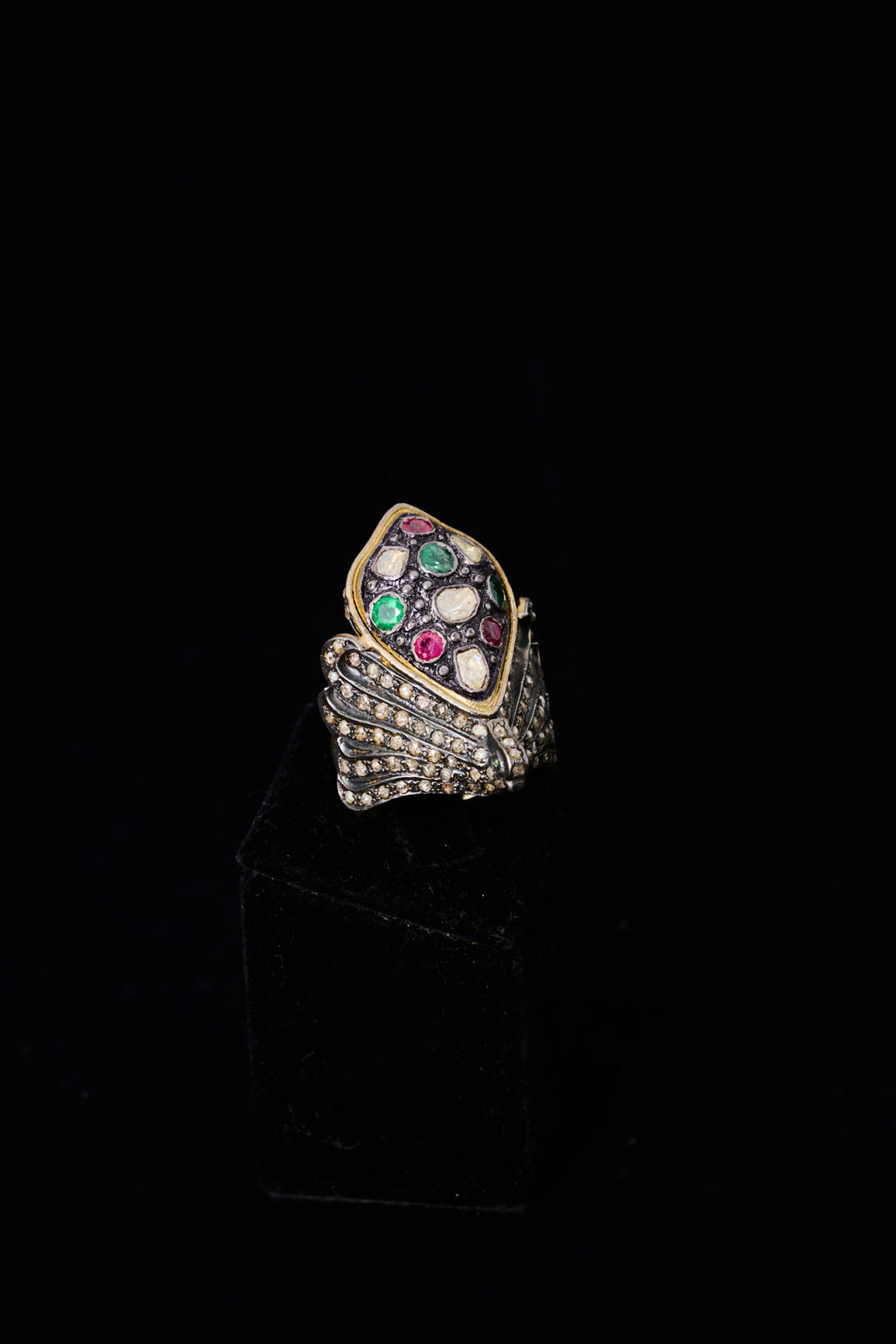 Ruby and Emerald detailed Peacock Ring
