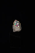 Ruby and Emerald detailed Peacock Ring