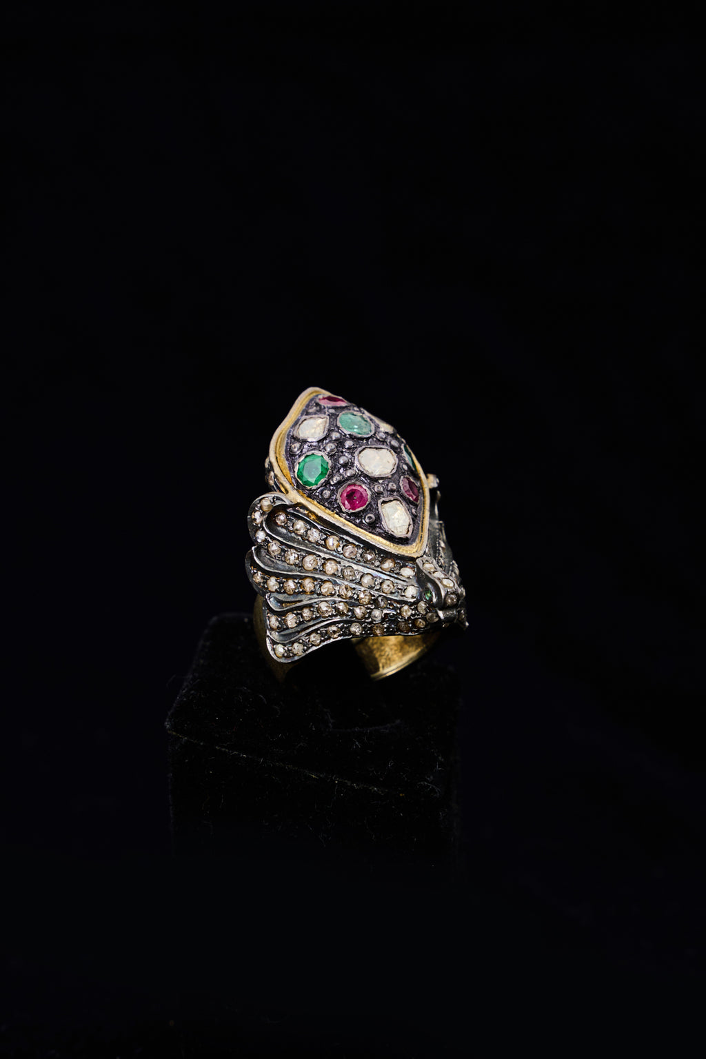 Ruby and Emerald detailed Peacock Ring