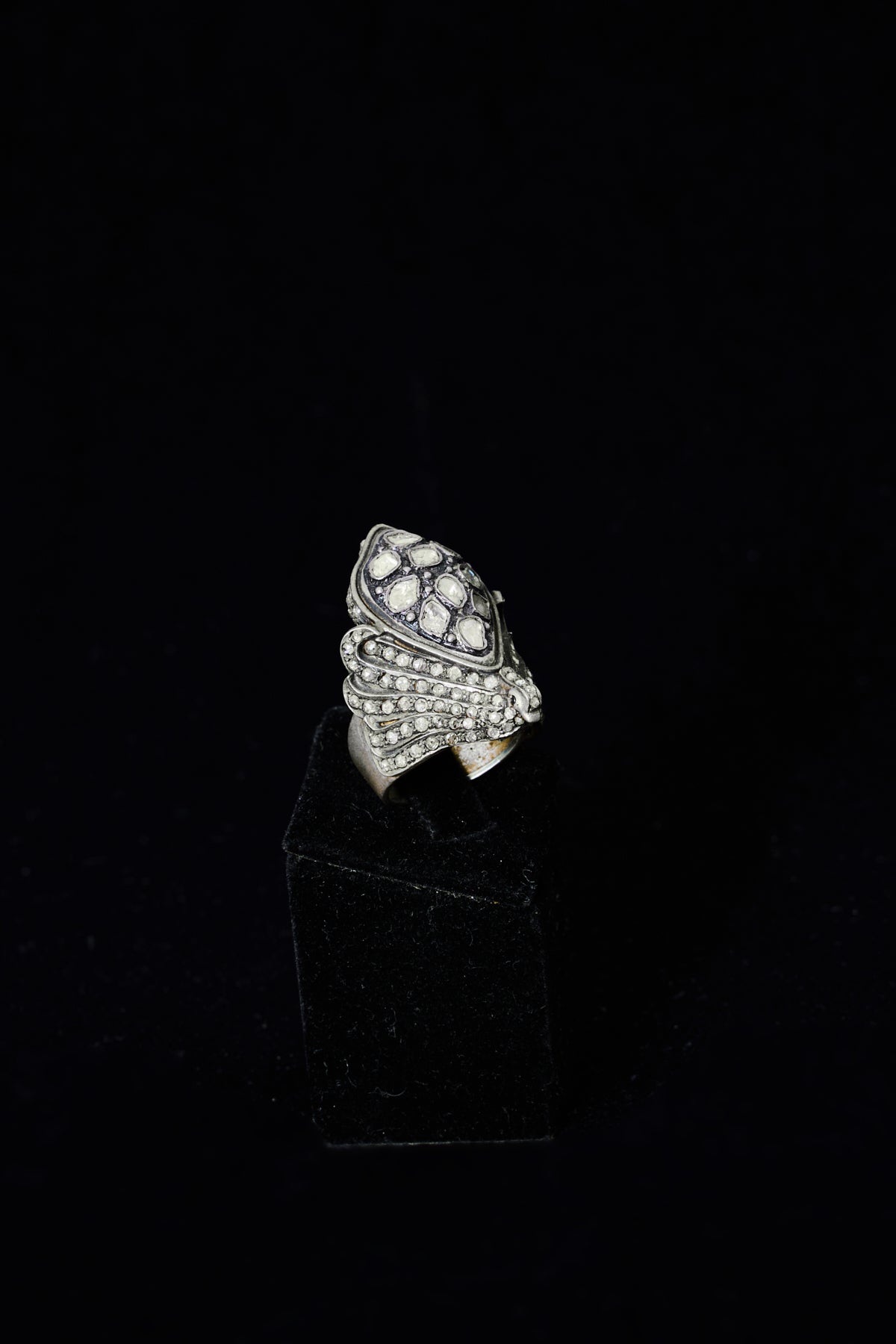 Rose-cut & Polki Diamond Pavé Peacock Ring