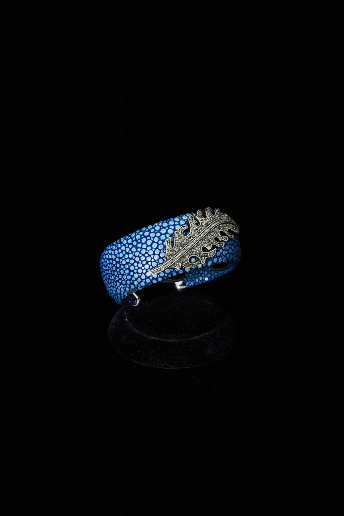 Diamond Pavé Feather Leather Cuff