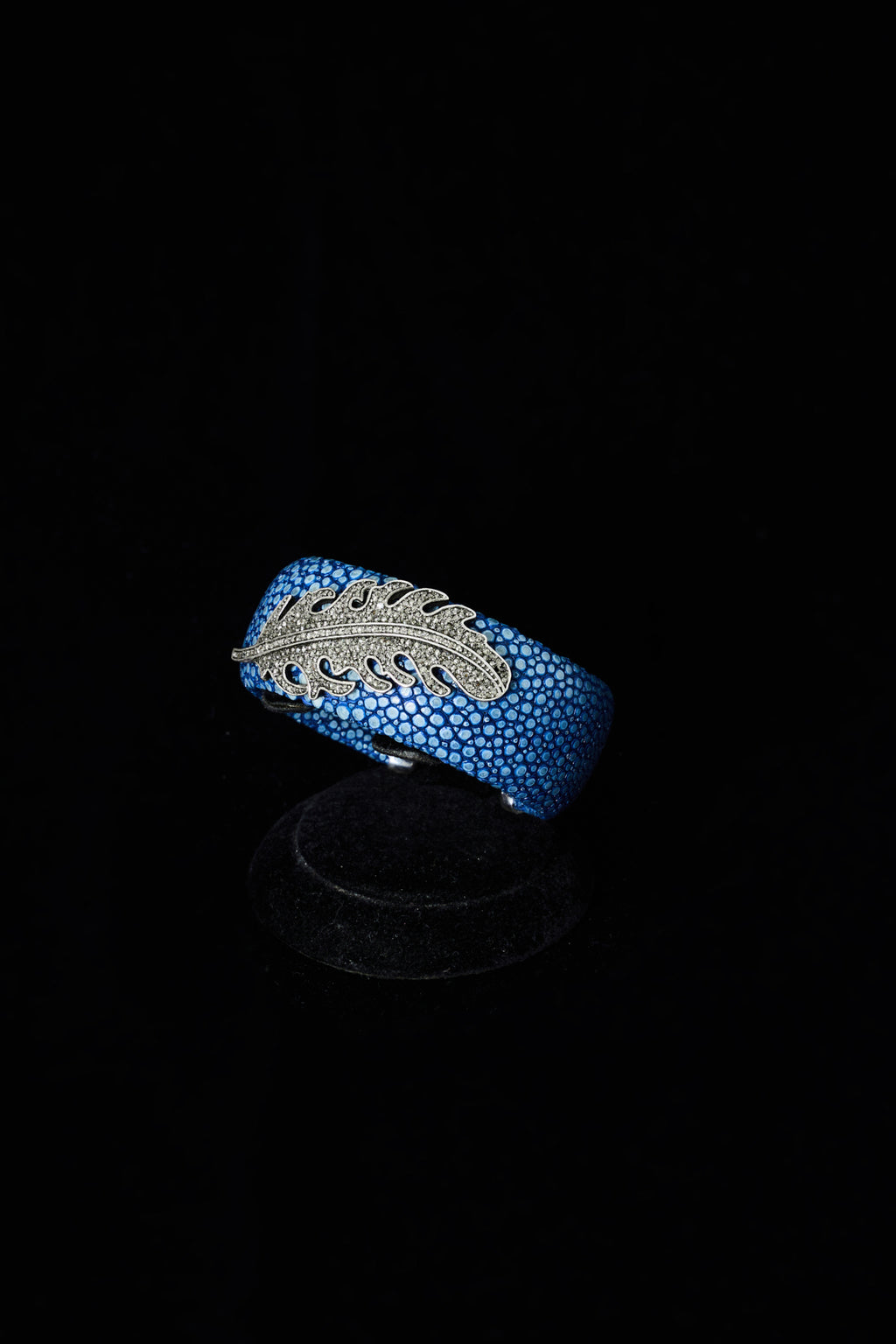 Diamond Pavé Feather Leather Cuff