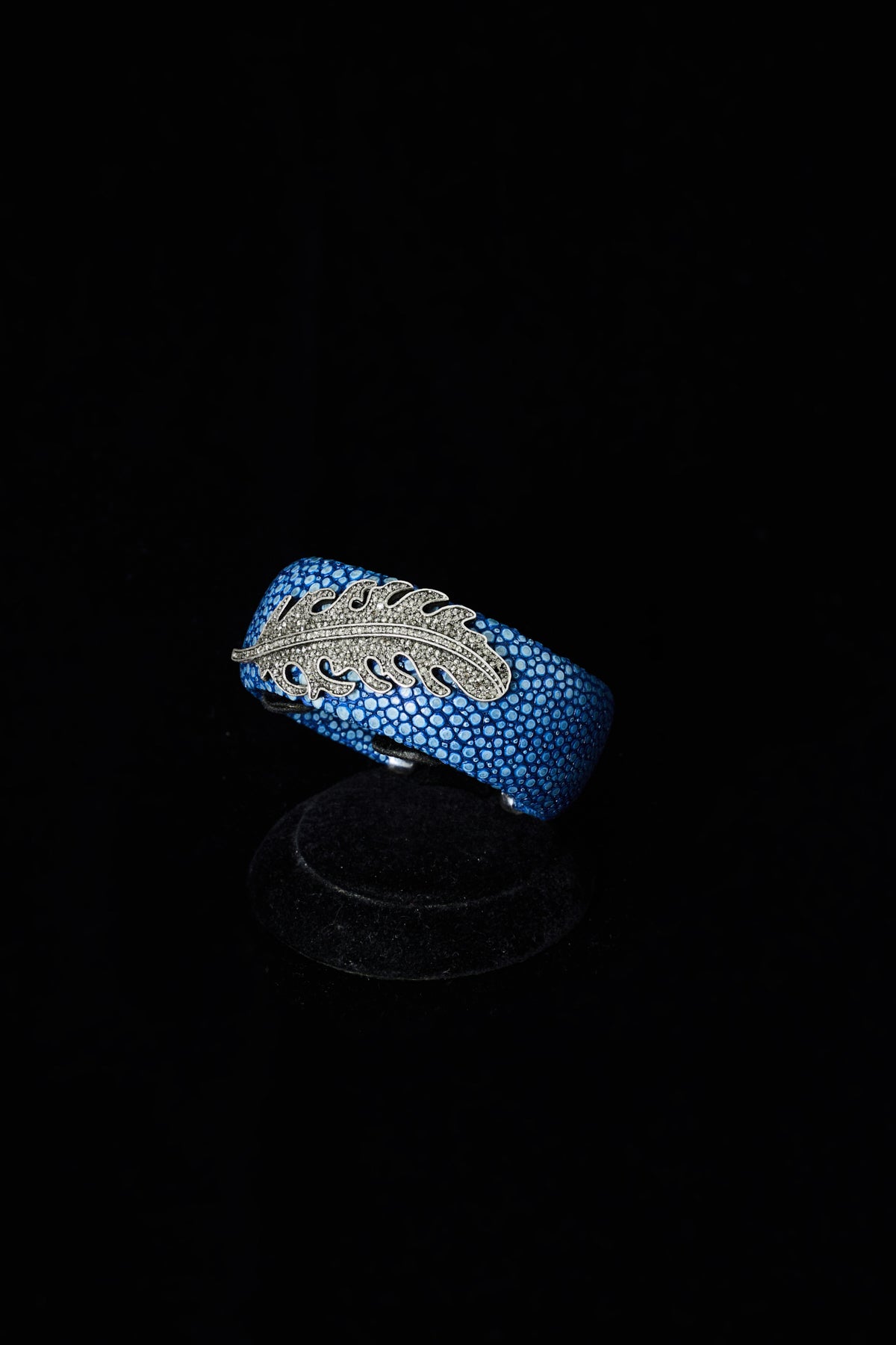 Diamond Pavé Feather Leather Cuff