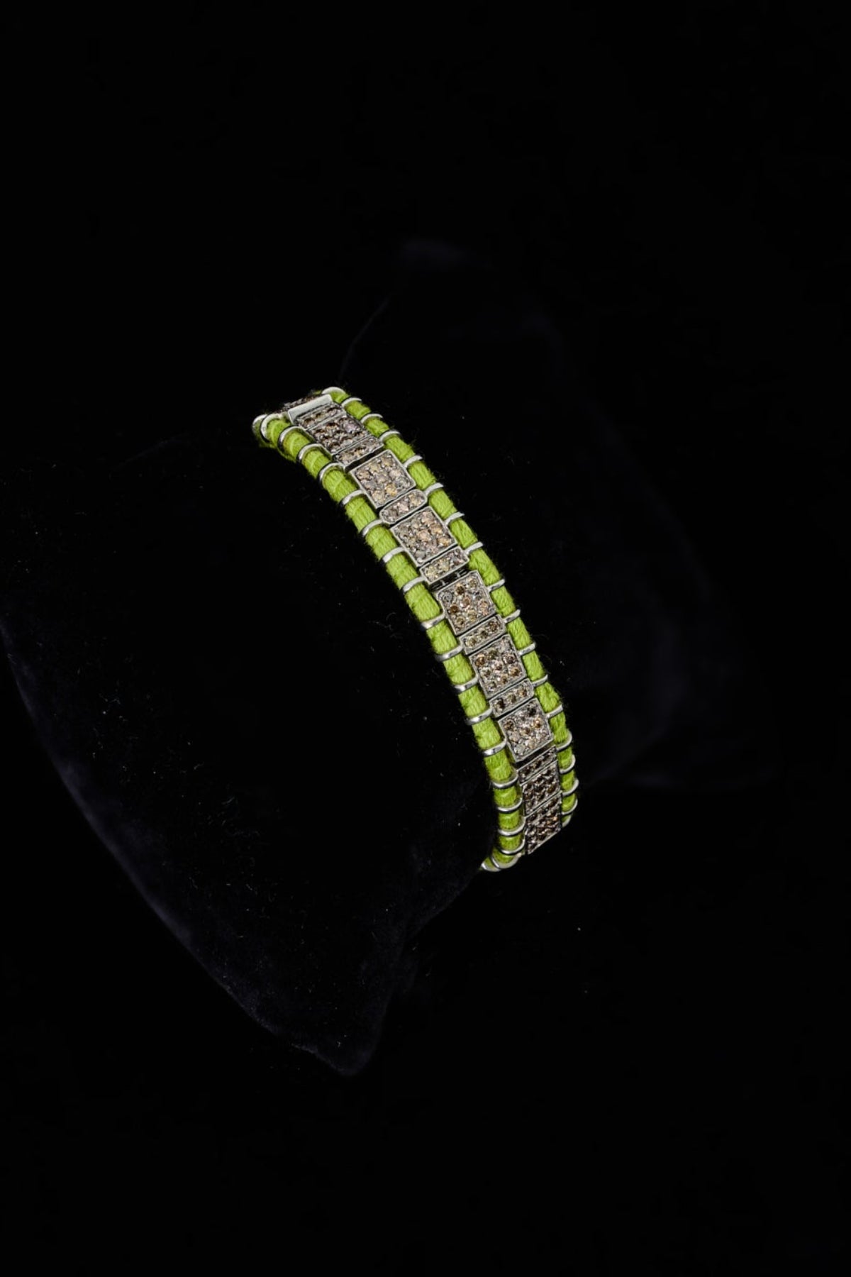 Woven Champagne Diamond Bracelet in Lime