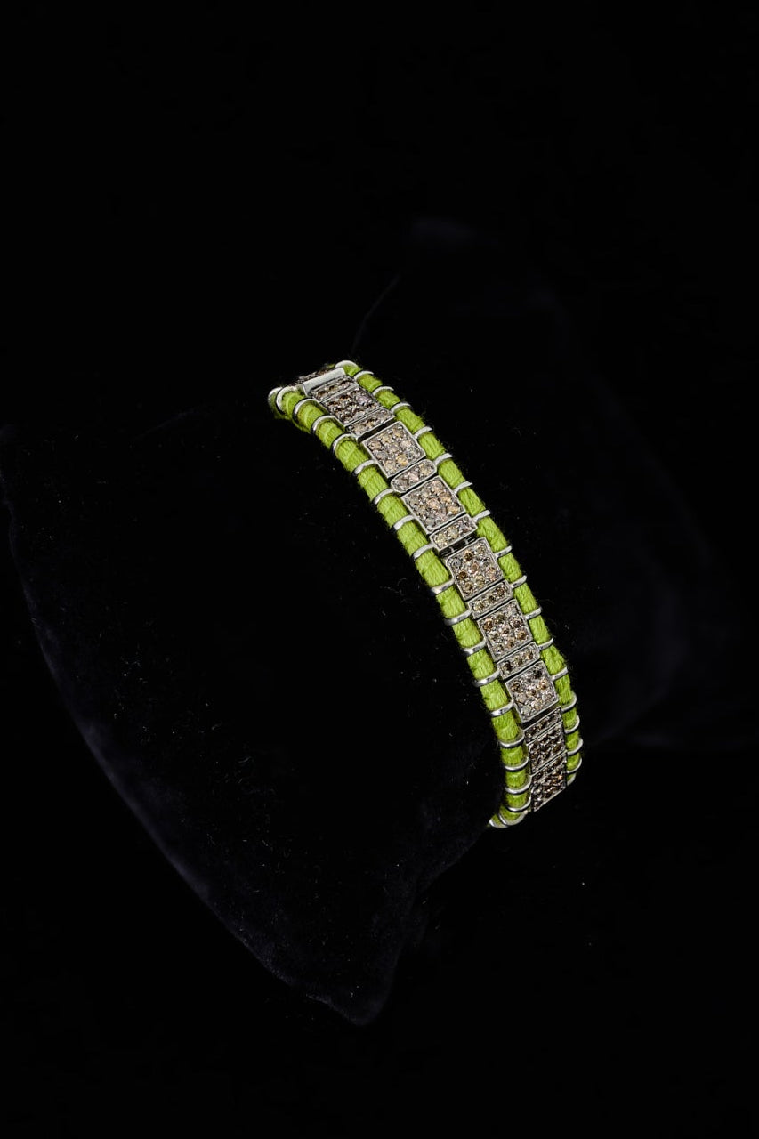 Woven Champagne Diamond Bracelet in Lime