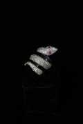 Diamond Pavé Snake Ring with Ruby Eyes