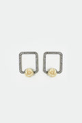 Diamond Pavé Rectangle Flower Earrings