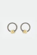 Diamond Pavé Circle Flower Earrings