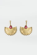 Fan Earrings with Gemstones