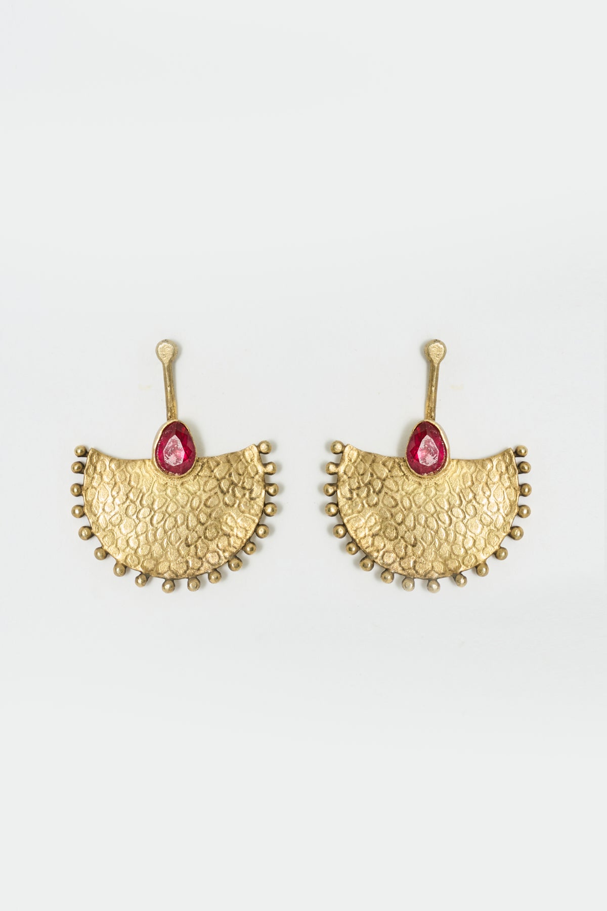 Fan Earrings with Gemstones