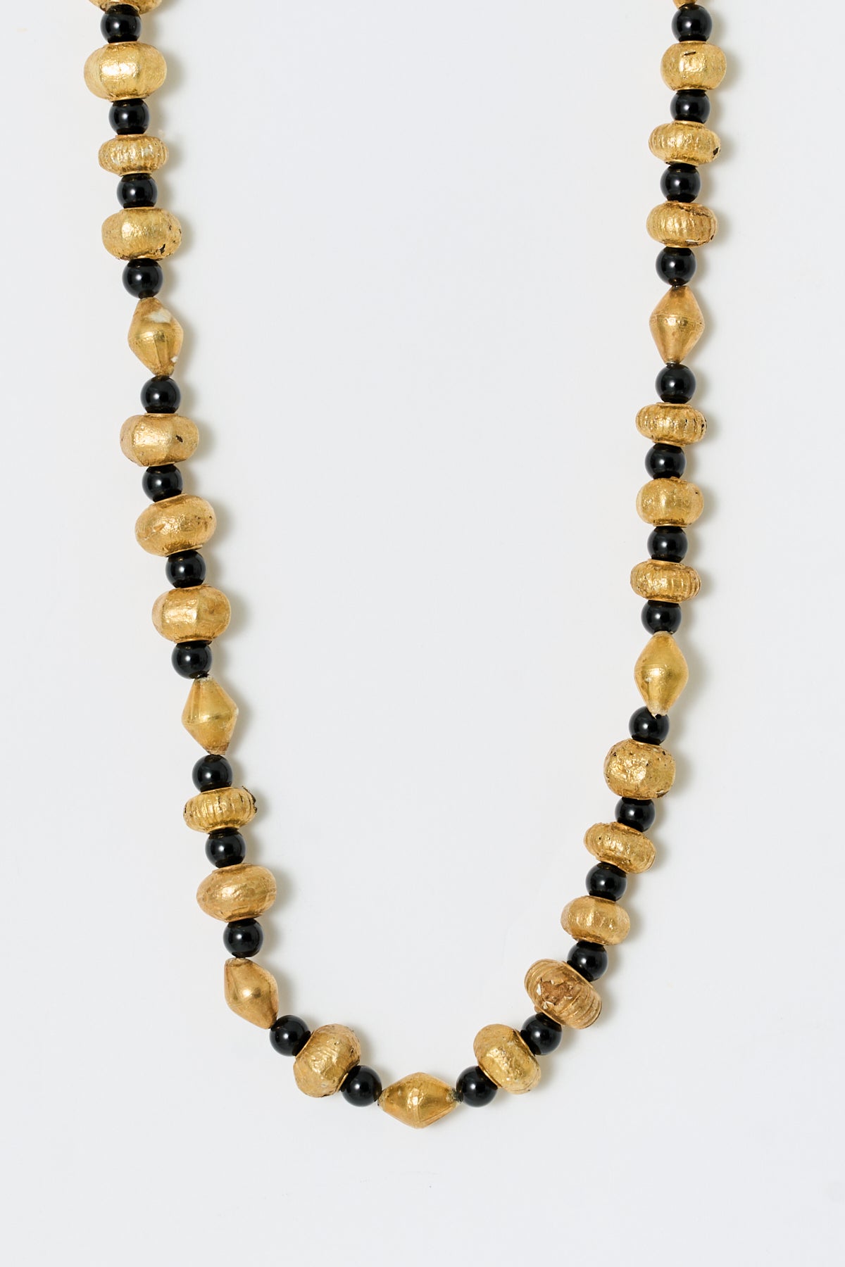 Onyx & Gold Plated silver Bead Necklace