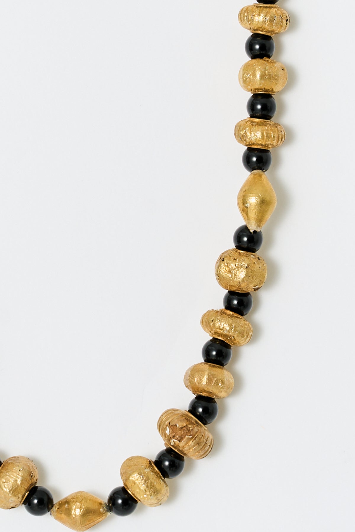 Onyx & Gold Plated silver Bead Necklace