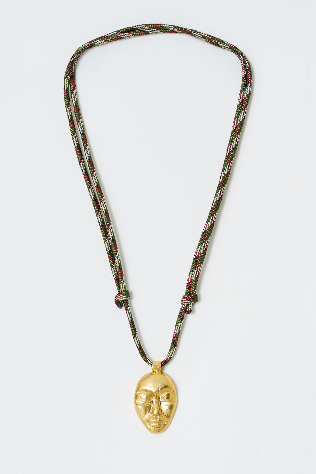 Golden Face Pendant with Chunky Cord