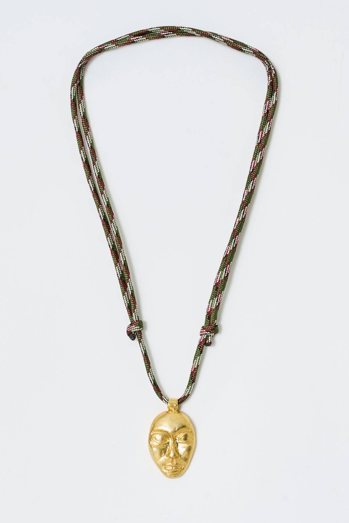Golden Face Pendant with Chunky Cord