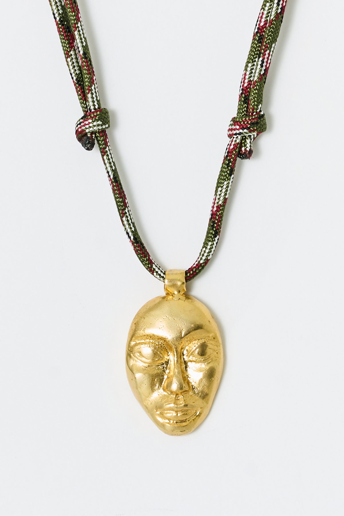 Golden Face Pendant with Chunky Cord