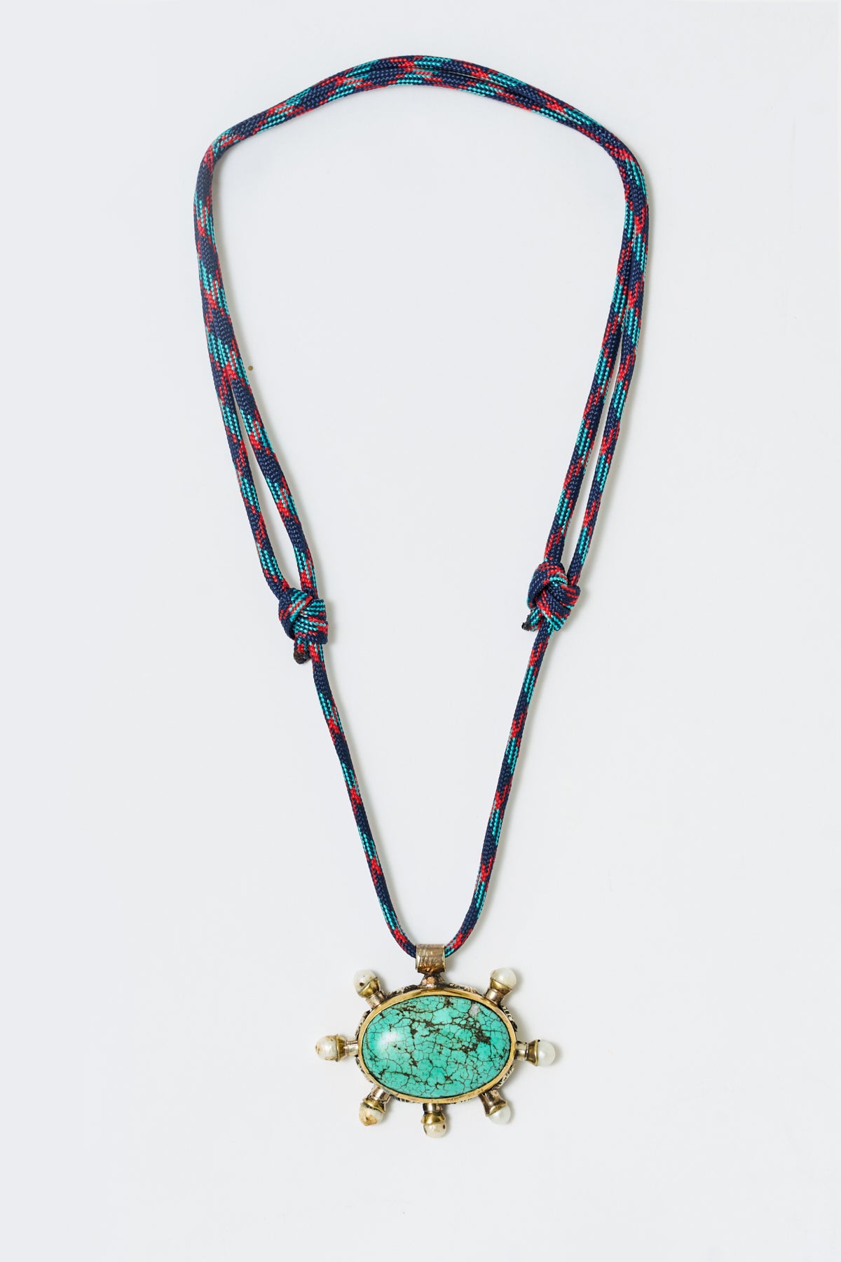 Turquoise Burst Pendant Necklace with Chunky Cord