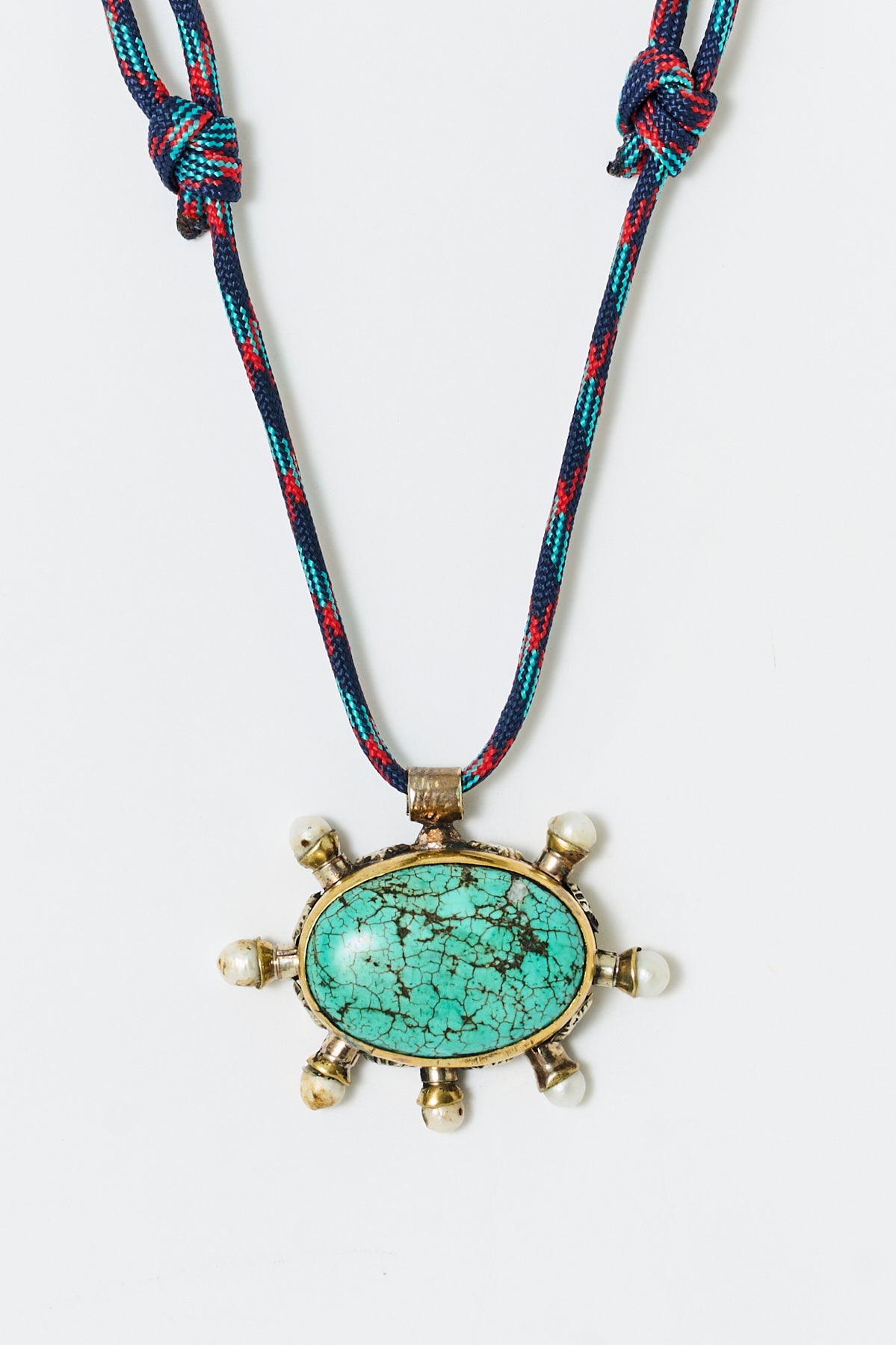 Turquoise Burst Pendant Necklace with Chunky Cord