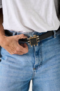 Onyx & Crystal Quartz Leather Belt
