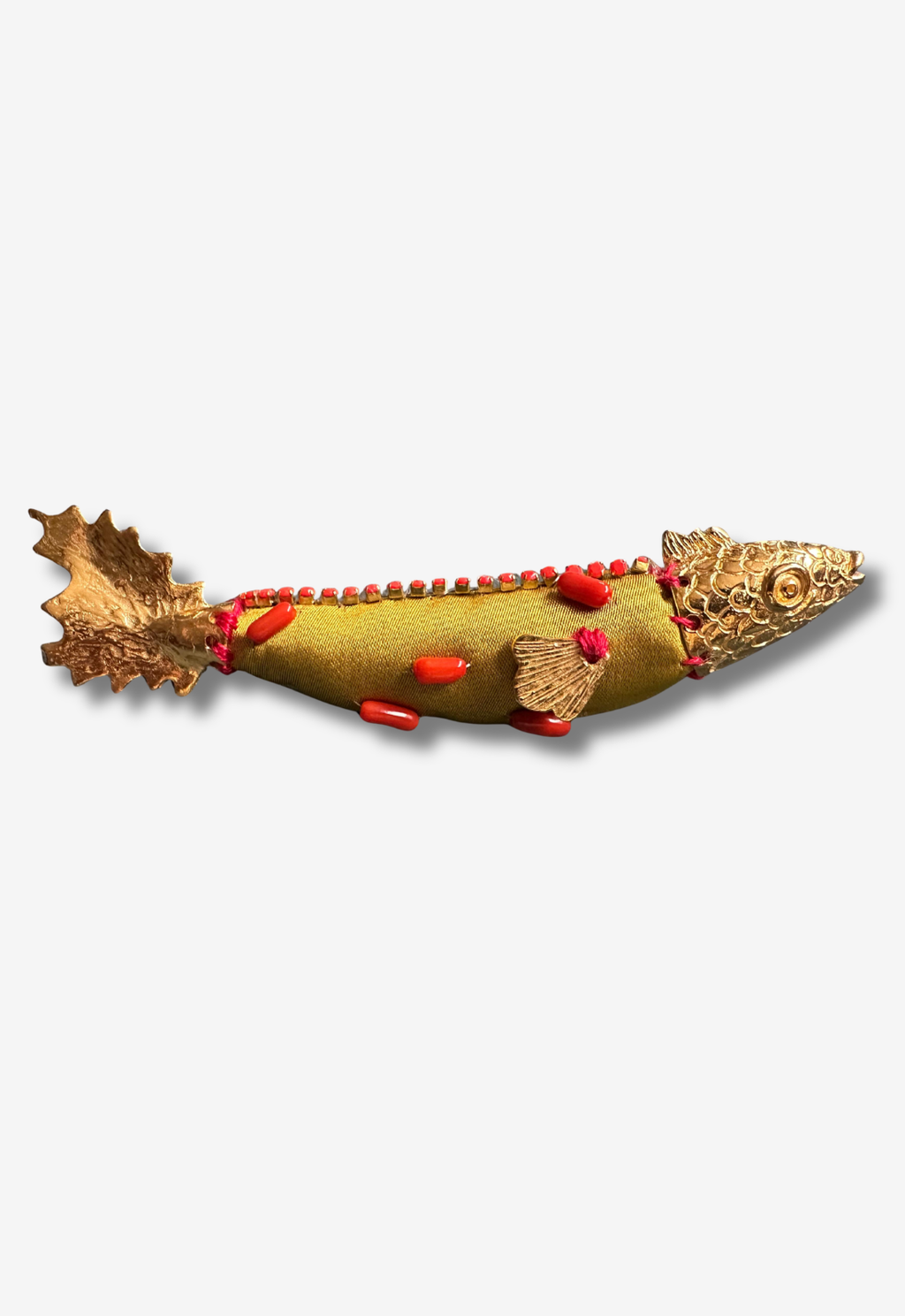 Fabric Fish Brooch with Bead Accents