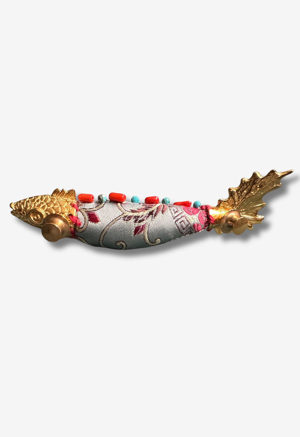Fabric Fish Brooch with Bead Accents