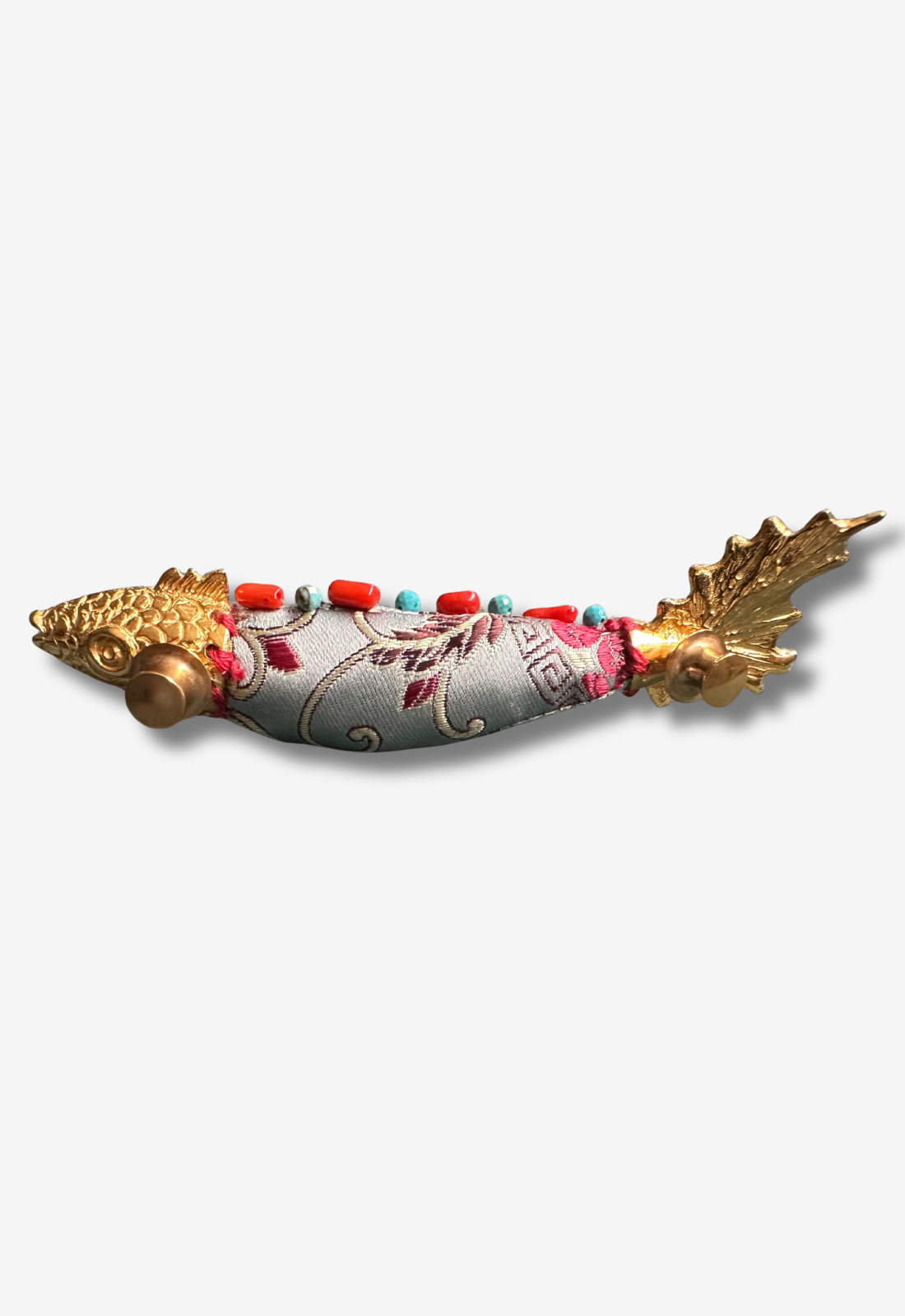 Fabric Fish Brooch with Bead Accents