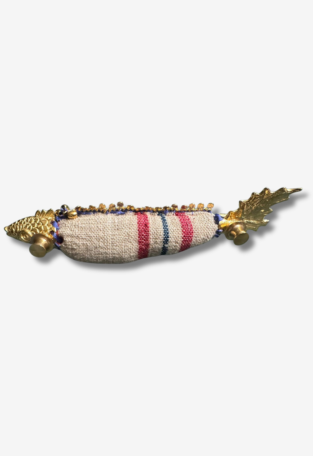 Fabric Fish Brooch with Pearl Bead Accents