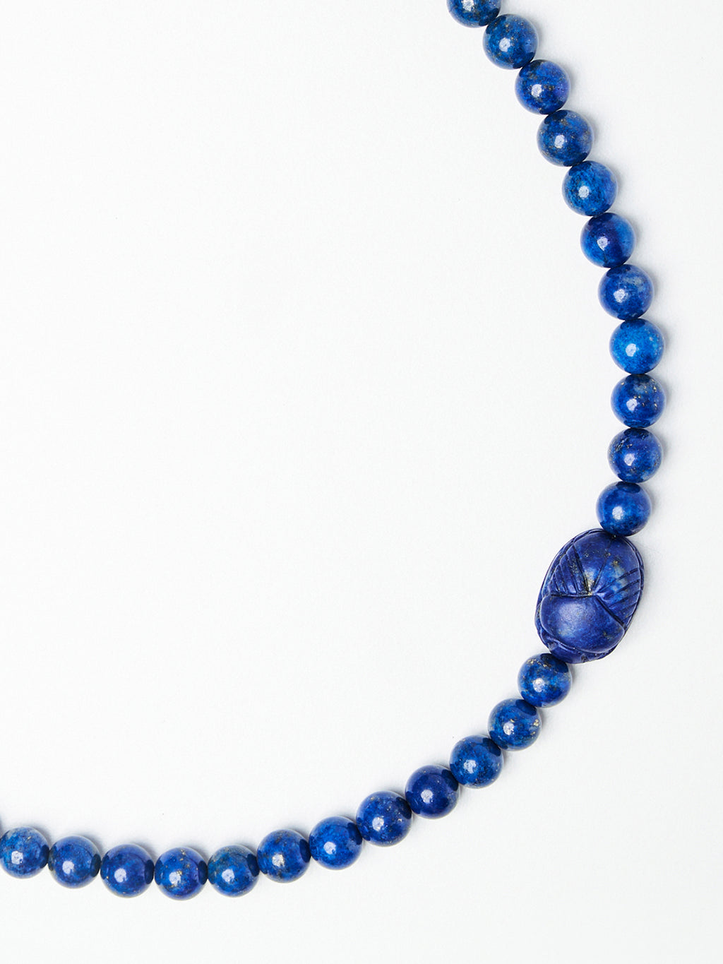 Lapos Lazuli Bead Necklace with Scarab Pendant