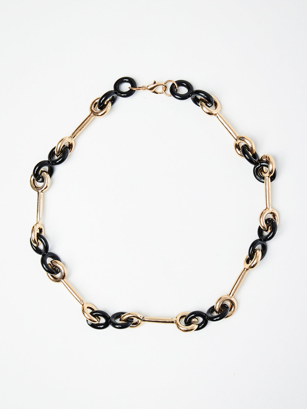Black & Gold Interlock Chain Necklace