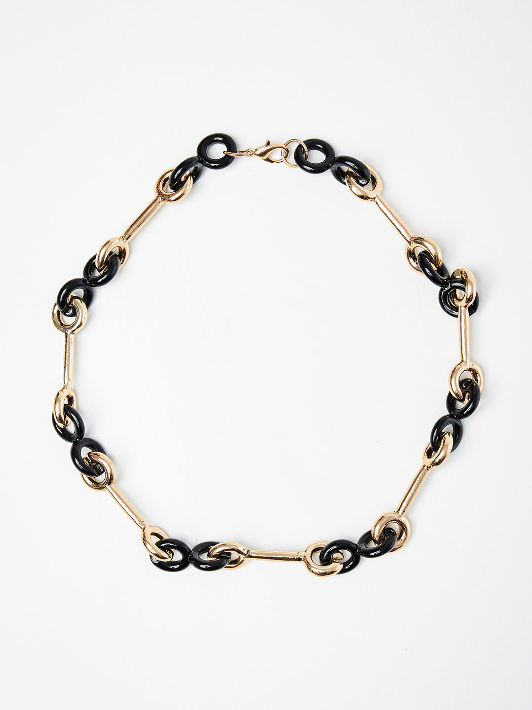 Black & Gold Interlock Chain Necklace