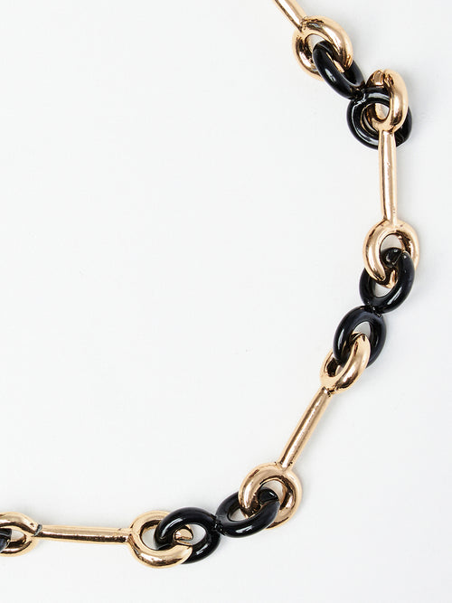 Black & Gold Interlock Chain Necklace