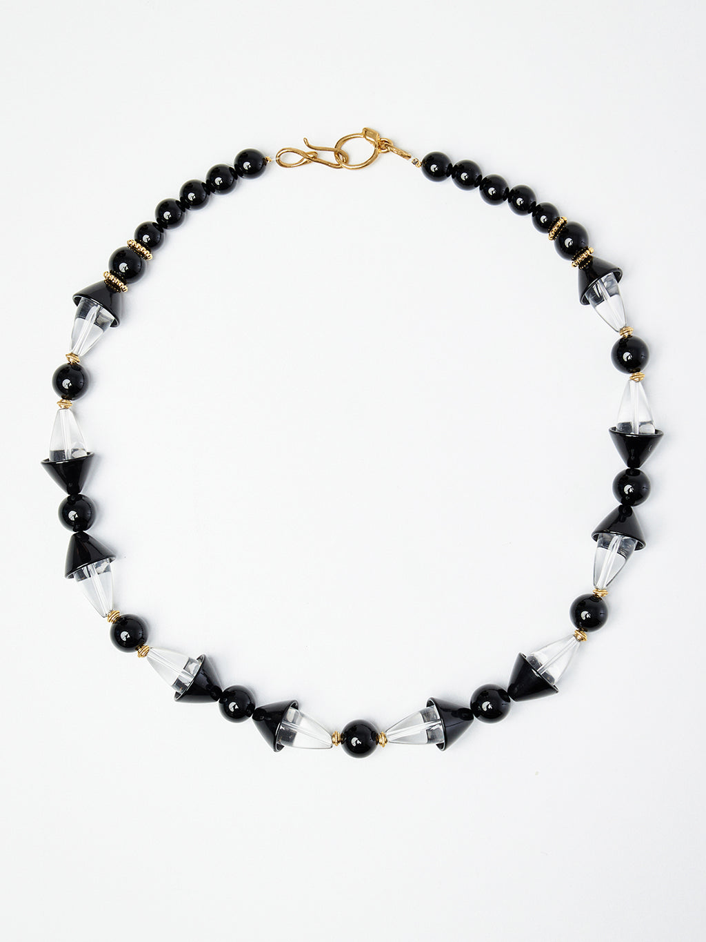 Art-Deco Black and Clear Quartz Beaded Necklace