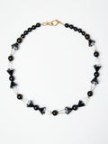 Art-Deco Black and Clear Quartz Beaded Necklace