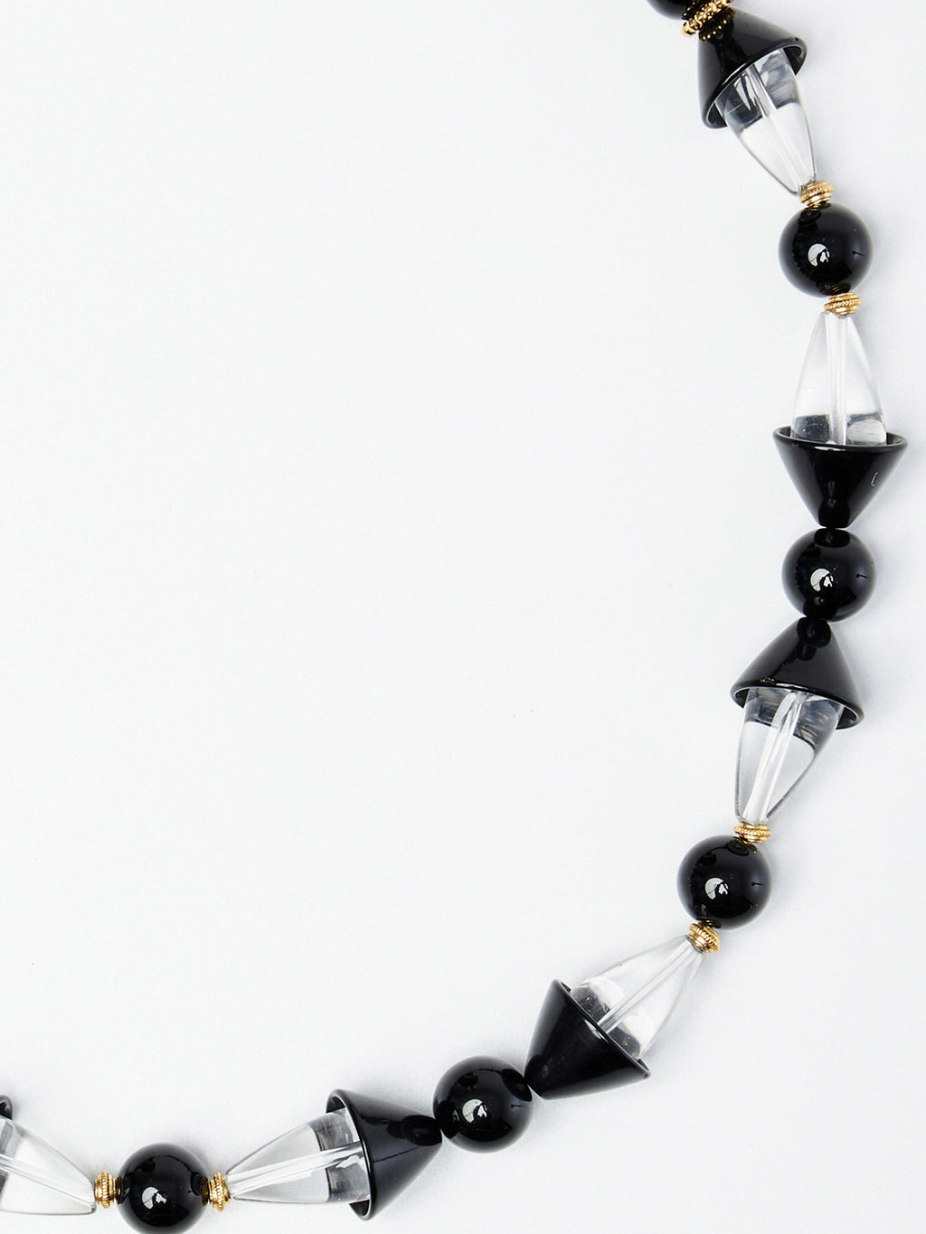 Art-Deco Black and Clear Quartz Beaded Necklace