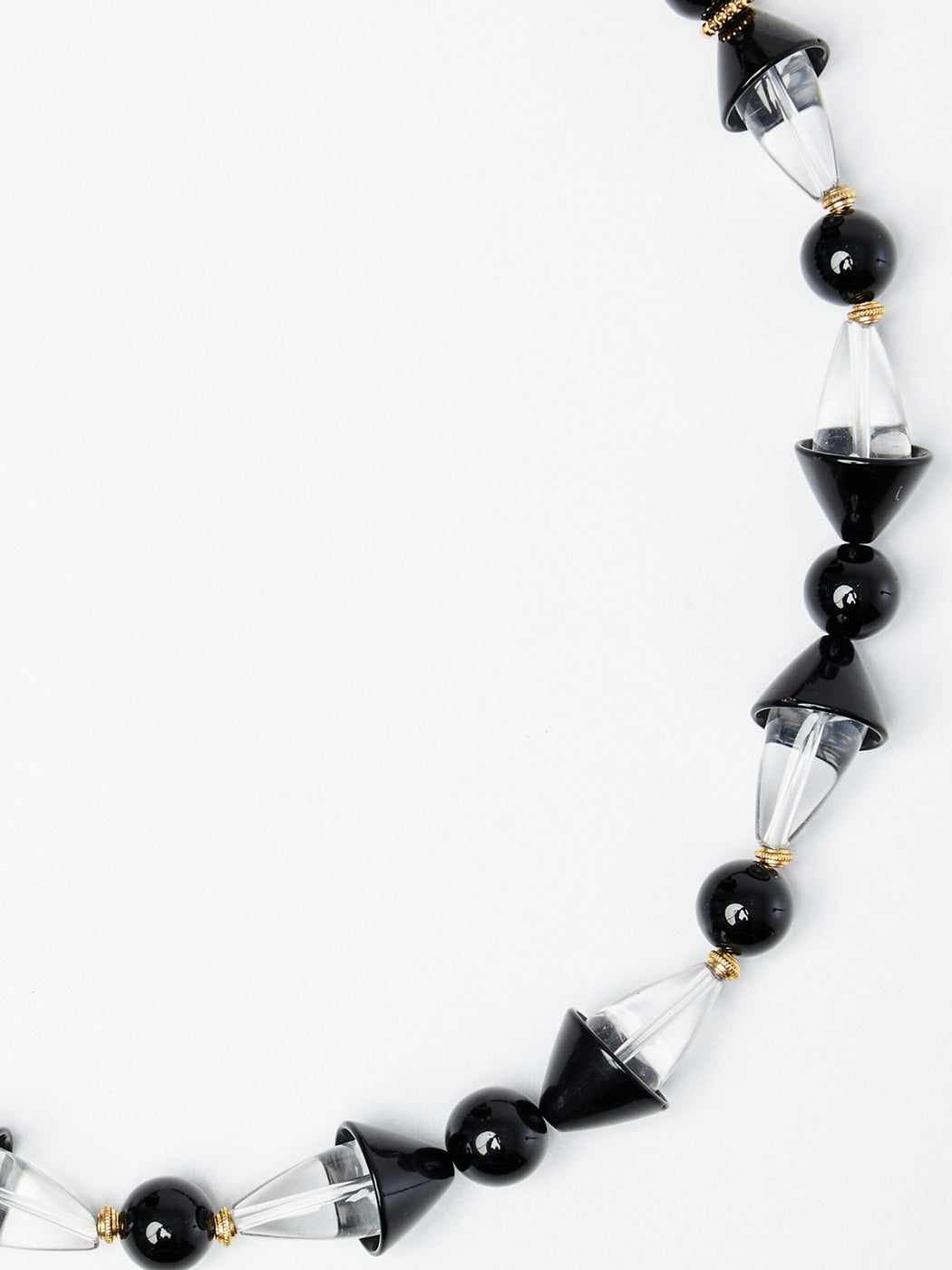 Art-Deco Black and Clear Quartz Beaded Necklace